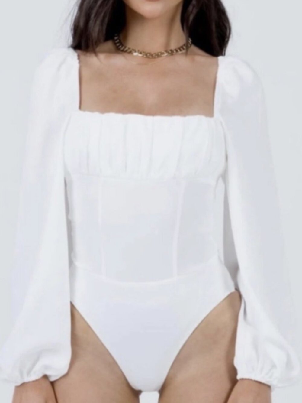 Princess Polly White Off-Shoulder Long Sleeve Bodysuit